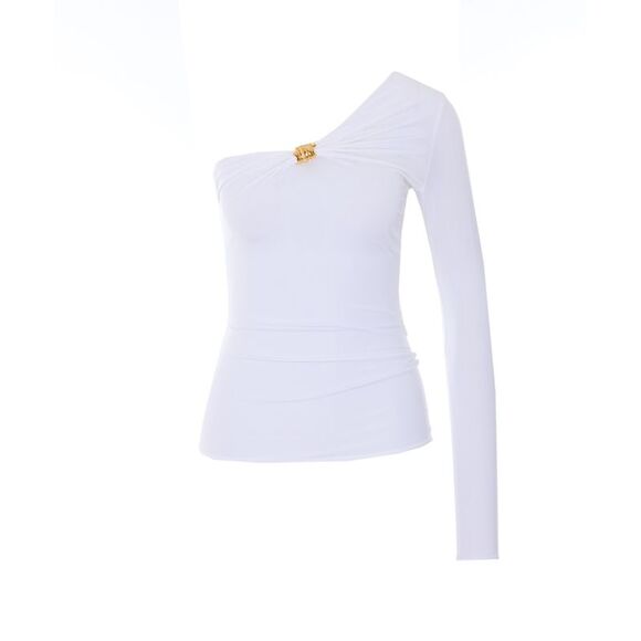 Elisabetta Franchi Women One Shoulder Top With Jewel Knot